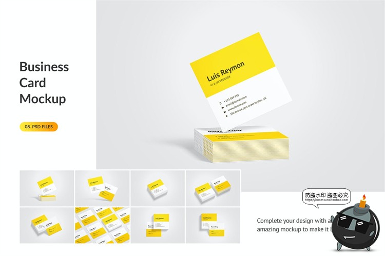 图片[1]-正方形卡片名片卡纸小纸片VI展示模型mockups样机PSD模板PS素材-设计猿