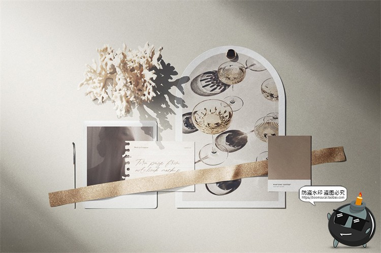 图片[2]-文艺照片墙情绪板模型撕纸剪贴画场景光影阴影样机PSD模板PS素材-设计猿