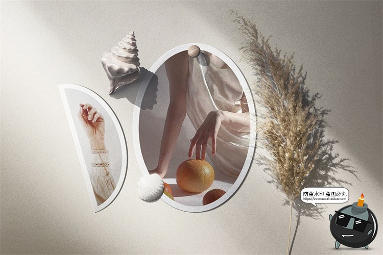 图片[6]-文艺照片墙情绪板模型撕纸剪贴画场景光影阴影样机PSD模板PS素材-设计猿