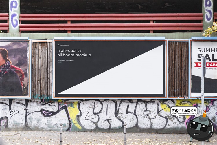 图片[17]-户外广告牌招牌宣传栏墙壁街头灯箱大屏壁画广告样机PSD模板素材-设计猿