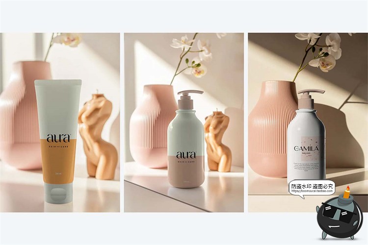 图片[2]-化妆品美妆护肤模型日落灯光影阴影场景效果样机PSD模板PS素材-设计猿