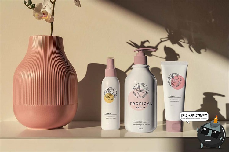 图片[5]-化妆品美妆护肤模型日落灯光影阴影场景效果样机PSD模板PS素材-设计猿