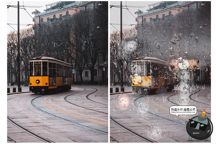 图片[3]-窗户雨水玻璃雨滴水迹照片叠层素材PNG免抠ABR笔刷后期合成PS素材-设计猿