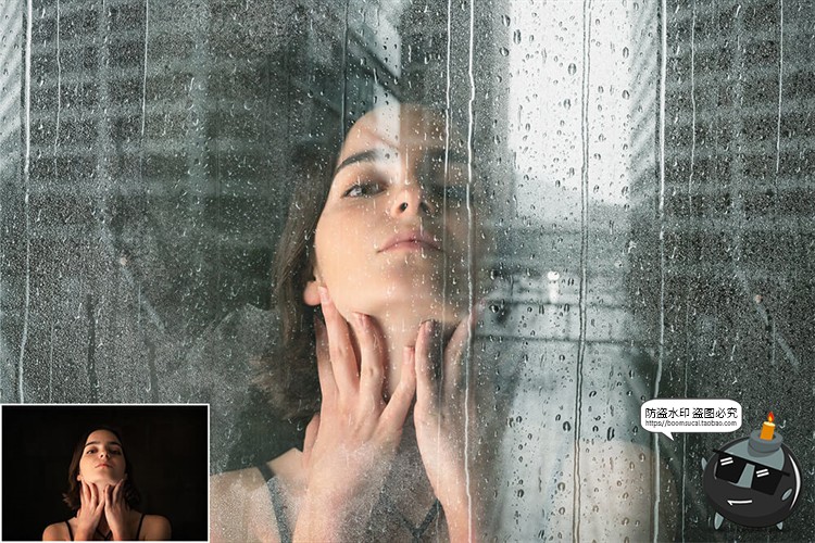 图片[4]-窗户雨水玻璃雨滴水迹照片叠层素材PNG免抠ABR笔刷后期合成PS素材-设计猿