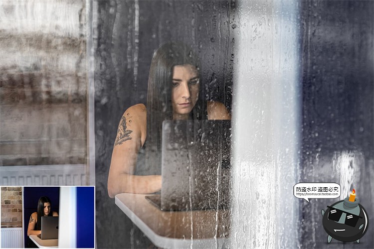 图片[5]-窗户雨水玻璃雨滴水迹照片叠层素材PNG免抠ABR笔刷后期合成PS素材-设计猿