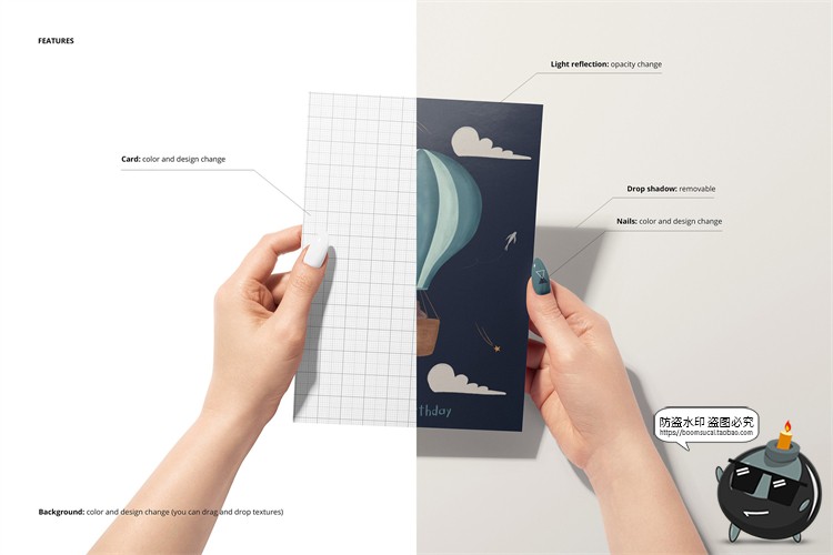 图片[4]-手持贺卡明信片卡片请柬礼品信函智能贴图展示样机PSD模板PS素材-设计猿