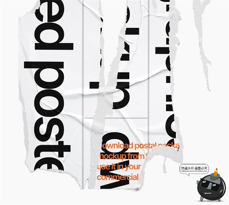 图片[5]-胶合撕纸海报粘贴破损撕痕纸张广告效果图展示PSD模板样机PS素材-设计猿