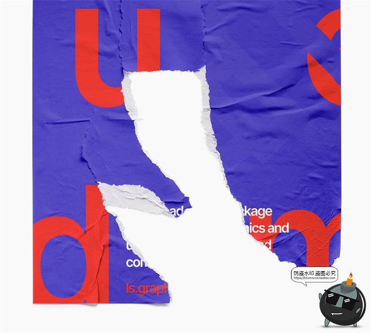 图片[6]-胶合撕纸海报粘贴破损撕痕纸张广告效果图展示PSD模板样机PS素材-设计猿