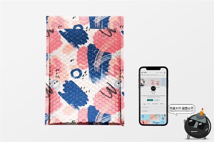 图片[6]-快递包裹气泡服装包装密封袋智能贴图效果展示样机PSD模板PS素材-设计猿