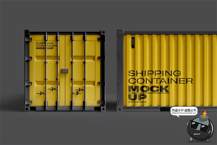 图片[3]-集装箱货柜铁皮柜子外观图案智能贴图效果展示样机PSD模板PS素材-设计猿