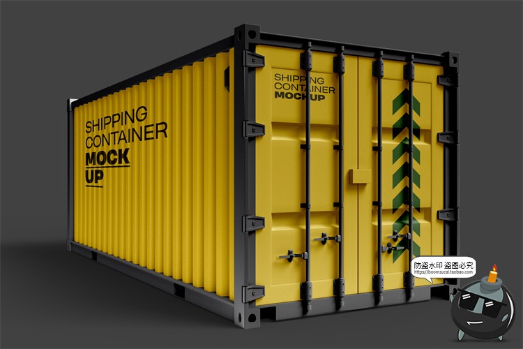 图片[4]-集装箱货柜铁皮柜子外观图案智能贴图效果展示样机PSD模板PS素材-设计猿