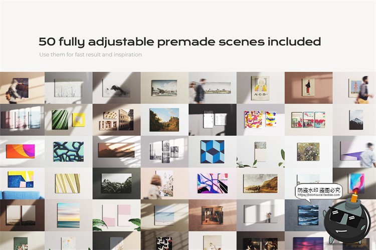 图片[2]-挂画装饰画油画壁画海报作品贴图效果展示智能样机PSD模板PS素材-设计猿