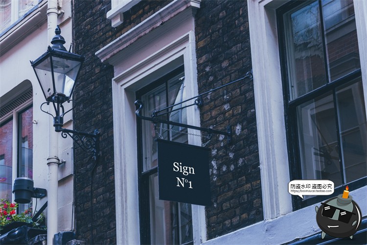 北欧户外店面街道招牌标识咖啡广告牌空白贴图样机PSD模板PS素材-设计猿