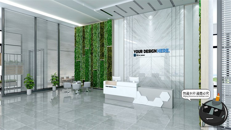 图片[2]-前台背景墙办公企业公司标志logo贴图样机效果展示PSD模板素材-设计猿