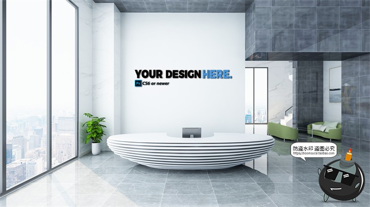 图片[4]-前台背景墙办公企业公司标志logo贴图样机效果展示PSD模板素材-设计猿