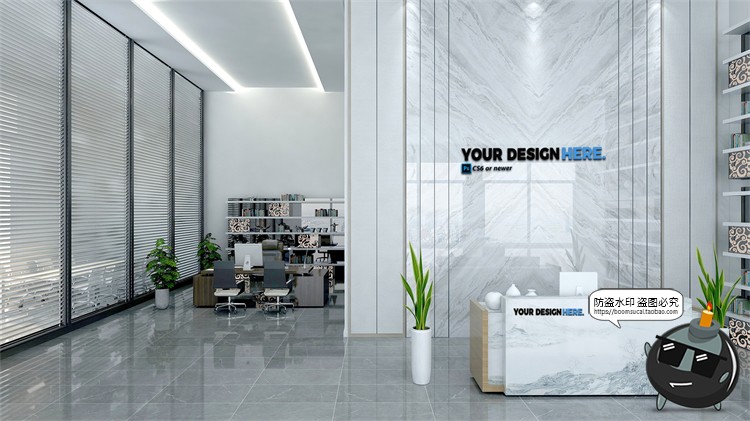 图片[5]-前台背景墙办公企业公司标志logo贴图样机效果展示PSD模板素材-设计猿