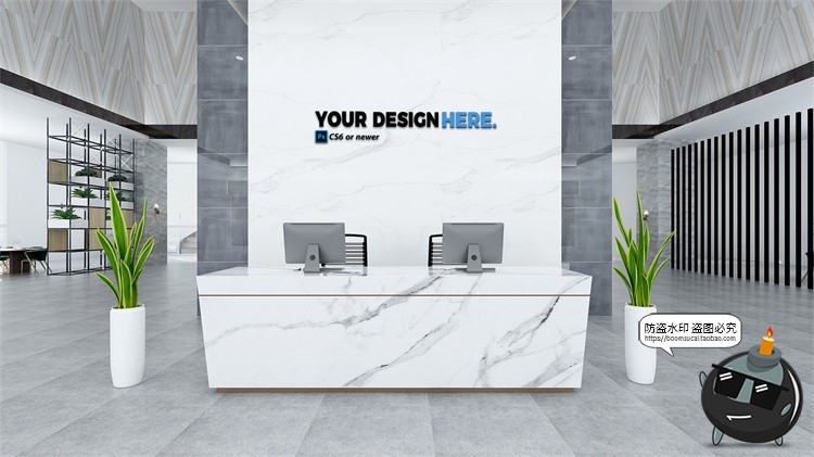 图片[6]-前台背景墙办公企业公司标志logo贴图样机效果展示PSD模板素材-设计猿