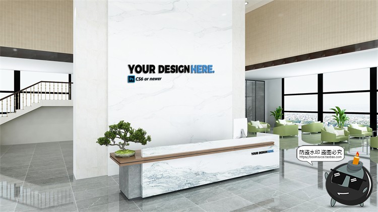 图片[7]-前台背景墙办公企业公司标志logo贴图样机效果展示PSD模板素材-设计猿