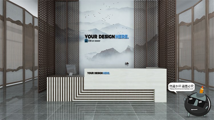 图片[10]-前台背景墙办公企业公司标志logo贴图样机效果展示PSD模板素材-设计猿
