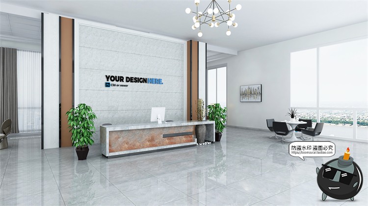 图片[12]-前台背景墙办公企业公司标志logo贴图样机效果展示PSD模板素材-设计猿