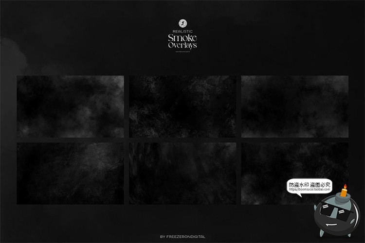复古做旧烟雾灰尘雾化梦幻特效背景底纹JPG黑底图片后期合成素材-设计猿