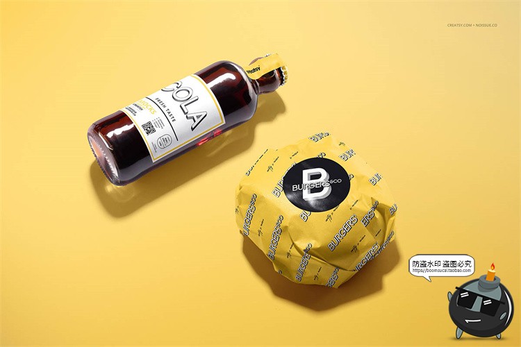 图片[5]-手工汉堡牛肉堡食品安全纸防油纸包装效果展示样机PSD模板PS素材-设计猿