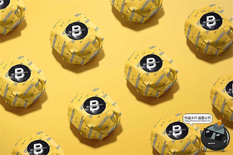 图片[6]-手工汉堡牛肉堡食品安全纸防油纸包装效果展示样机PSD模板PS素材-设计猿