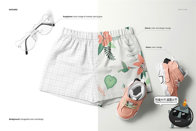 图片[3]-短裤四角裤内裤婴儿儿童安全裤短裤智能贴图展示样机PSD模板素材-设计猿