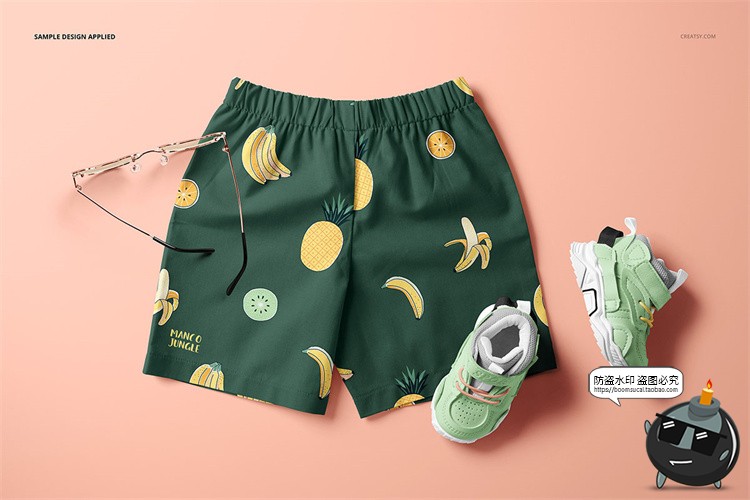 短裤四角裤内裤婴儿儿童安全裤短裤智能贴图展示样机PSD模板素材-设计猿