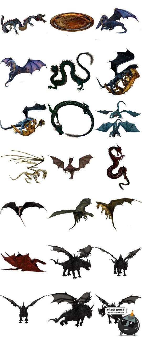 龙族PNG素材飞龙中国龙怪兽蛟龙图案透明背景PS免抠图PS高清大图-设计猿