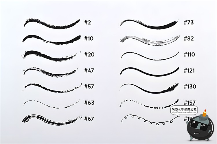 图片[3]-AI画笔组合集！木炭铅笔马克笔水彩书法笔插画师套装AI矢量笔刷-设计猿