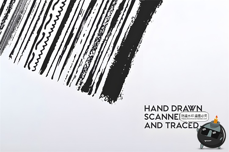 图片[5]-AI画笔组合集！木炭铅笔马克笔水彩书法笔插画师套装AI矢量笔刷-设计猿