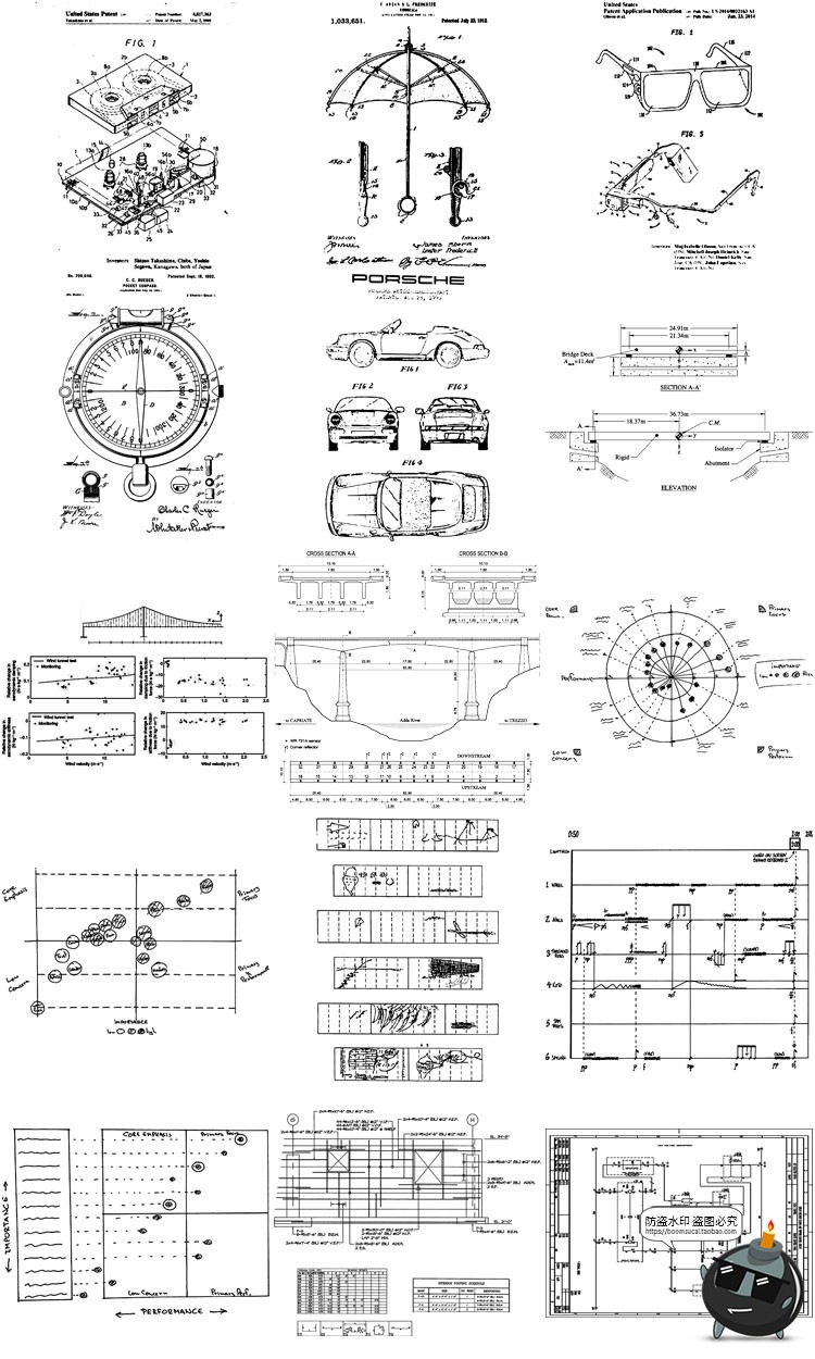 复古手写科技科幻涂鸦公式草稿纸图形装饰PNG免抠元素背景素材-设计猿