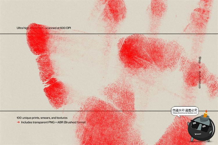 图片[2]-复古做旧手印掌纹指纹手掌印肌理纹理PNG免抠图片Ps笔刷后期素材-设计猿
