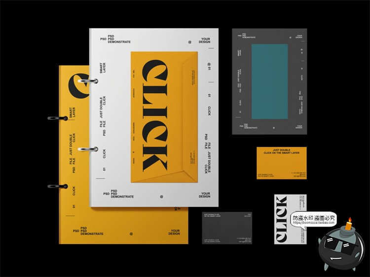 图片[1]-名片信纸信封文件夹文具品牌形象VI宣传贴图展示样机PSD模板素材-设计猿