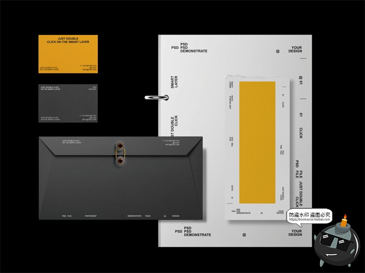 图片[3]-名片信纸信封文件夹文具品牌形象VI宣传贴图展示样机PSD模板素材-设计猿