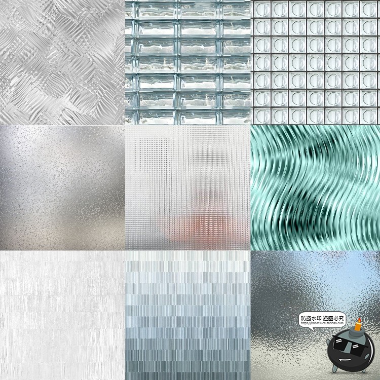 玻璃材质磨砂镭射幻彩拉丝钢化玻璃砖背景JPG图片后期合成素材-设计猿