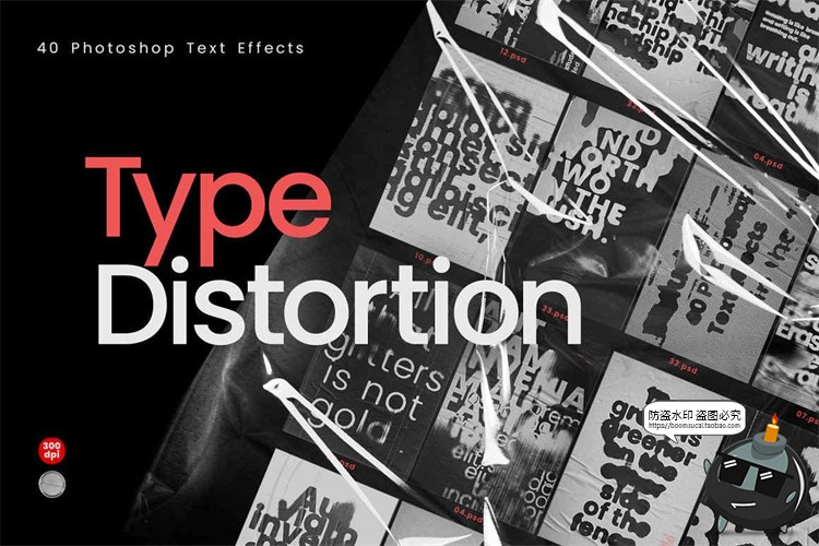 图片[1]-噪点磨损扭曲文字毛刺毛边模糊故障海报效果样机贴图PSD模板素材-设计猿