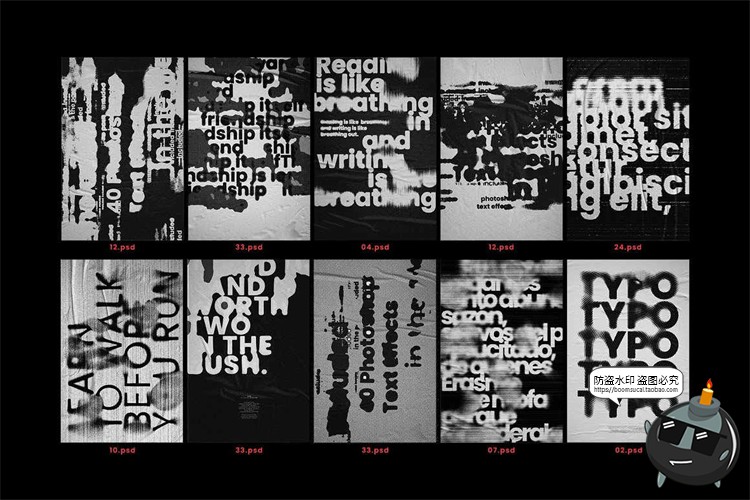 图片[7]-噪点磨损扭曲文字毛刺毛边模糊故障海报效果样机贴图PSD模板素材-设计猿