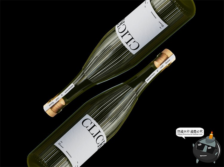 图片[3]-香槟红酒葡萄酒瓶子酒标贴图场景展示效果图样机PSD模板PS素材-设计猿