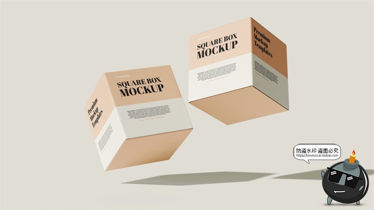 图片[3]-多角度正方形纸盒产品包装盒智能贴图样机效果展示PSD模板PS素材-设计猿