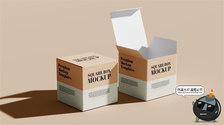 图片[6]-多角度正方形纸盒产品包装盒智能贴图样机效果展示PSD模板PS素材-设计猿