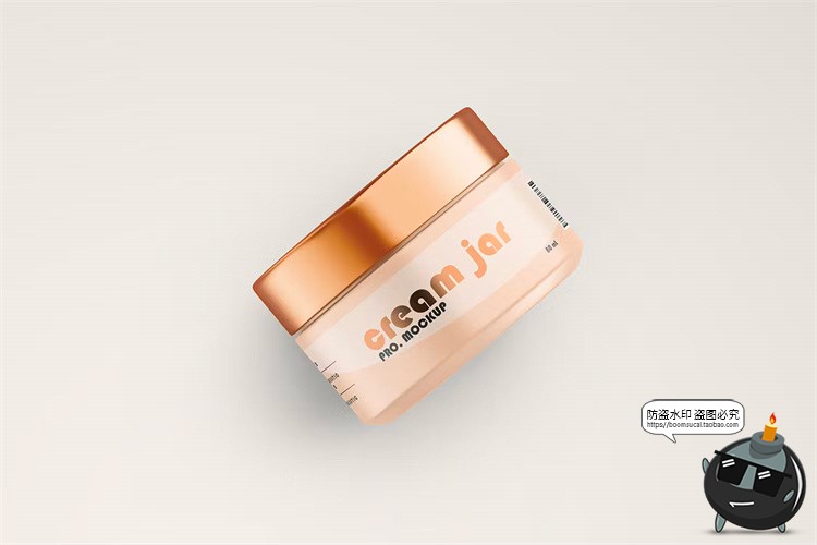 图片[5]-金属盖防晒霜美妆护肤膏体罐装瓶子外观贴图包装样机PSD模板素材-设计猿