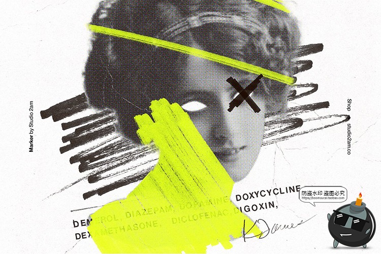 马克笔手绘涂鸦手写乱涂字母箭头标记符号元素PNG免抠图片素材-设计猿