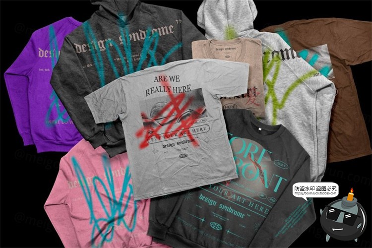 图片[1]-时尚街头潮牌T恤短袖卫衣运动衫服装mockups样机PSD模板PS素材-设计猿