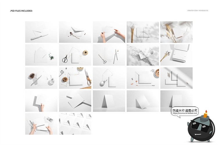 图片[2]-邀请函信封质感明信片卡片文具贴图样机场景展示效果PSD模板素材-设计猿