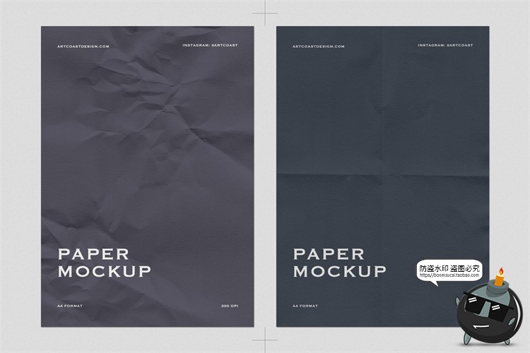 图片[3]-A4褶皱海报纸张模拟效果展示样机mockup智能贴图PSD模版PS素材-设计猿