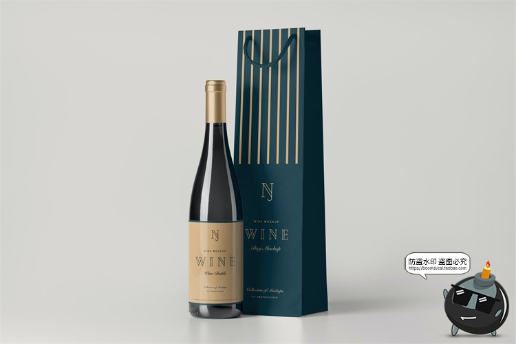 图片[4]-葡萄酒香槟红酒送礼礼品手提袋智能贴图mockup样机PSD模版PS素材-设计猿