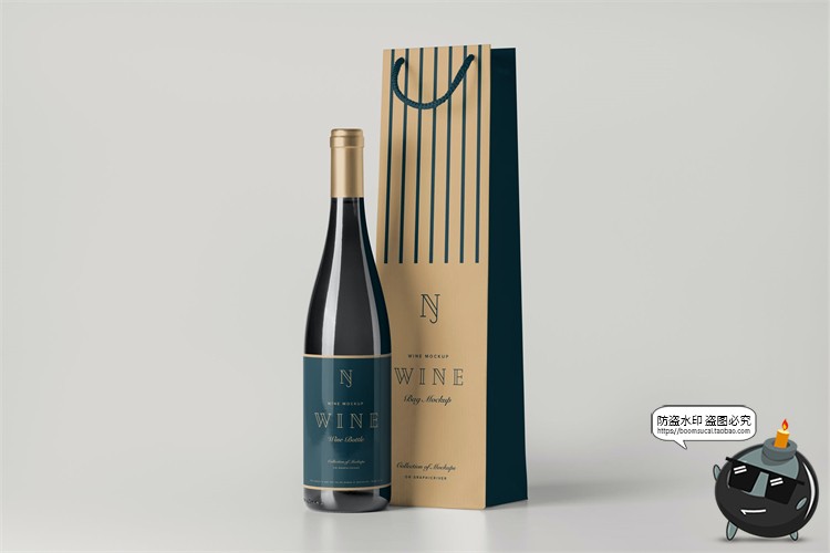 图片[5]-葡萄酒香槟红酒送礼礼品手提袋智能贴图mockup样机PSD模版PS素材-设计猿