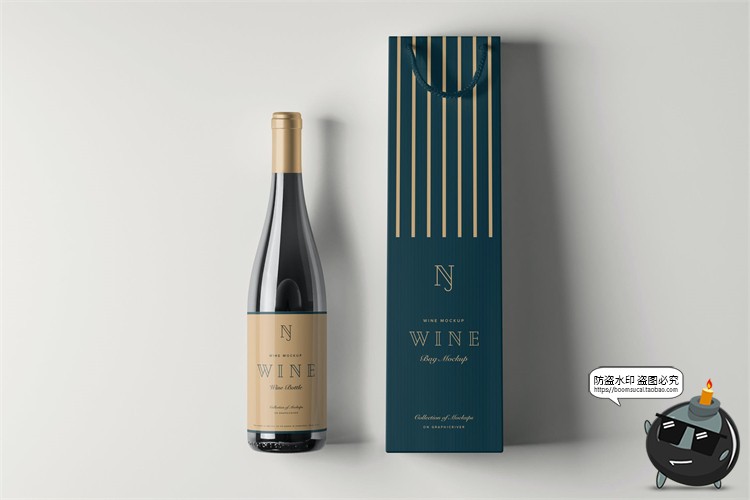 图片[8]-葡萄酒香槟红酒送礼礼品手提袋智能贴图mockup样机PSD模版PS素材-设计猿